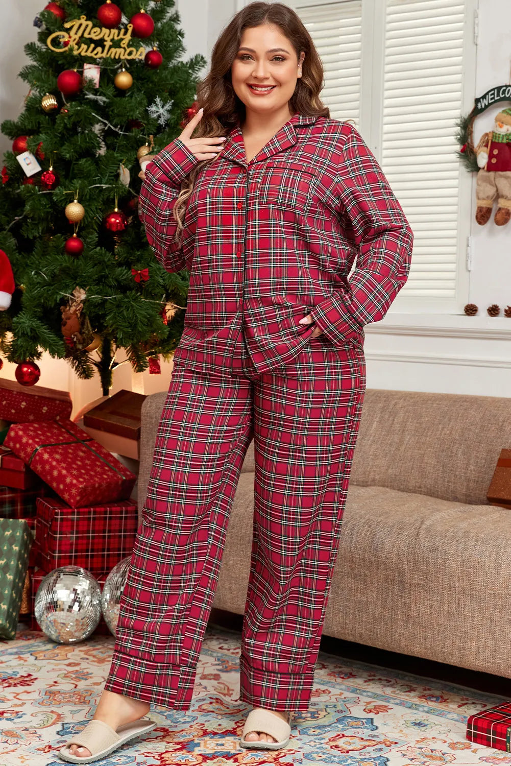 Festive Plaid Pajama Set