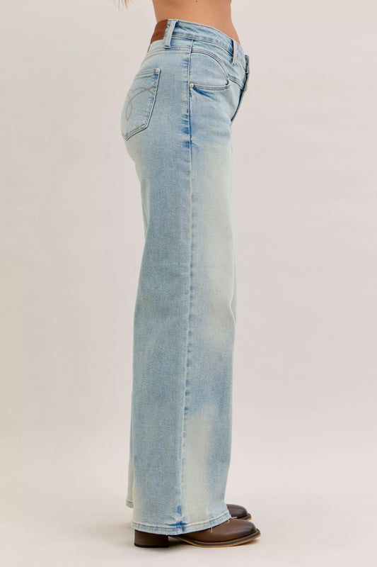 High Waist Column Straight Jeans - Back View