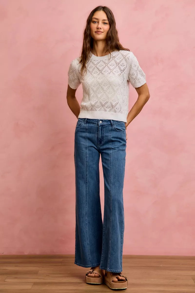 Seam Detail Mid Rise Denim Jeans