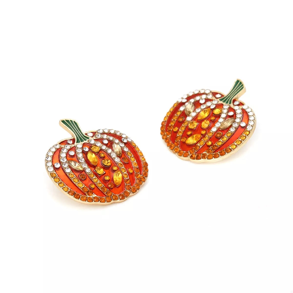 Pumpkin Rhinestone Stud Earrings
