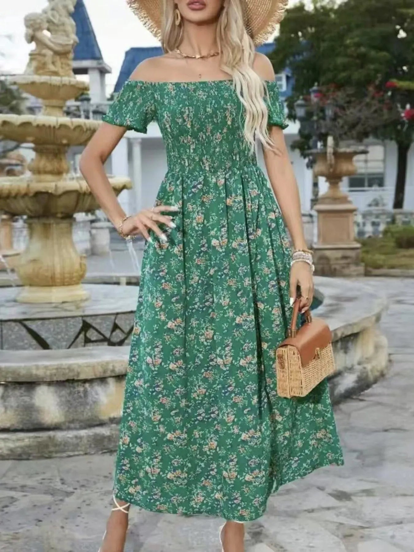 Off-Shoulder Floral Maxi Dress