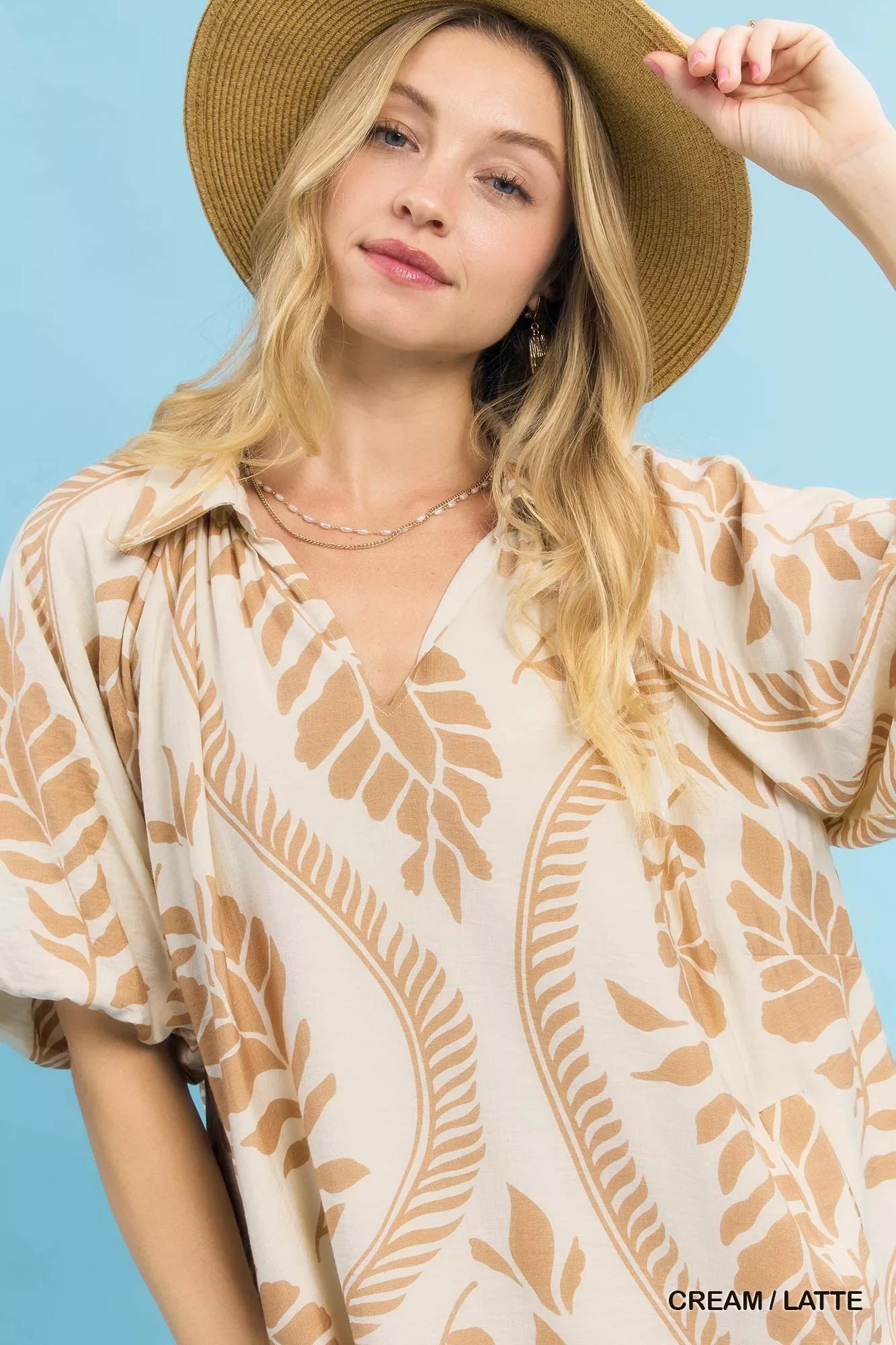 Leafy Ogee Print Mini Dress