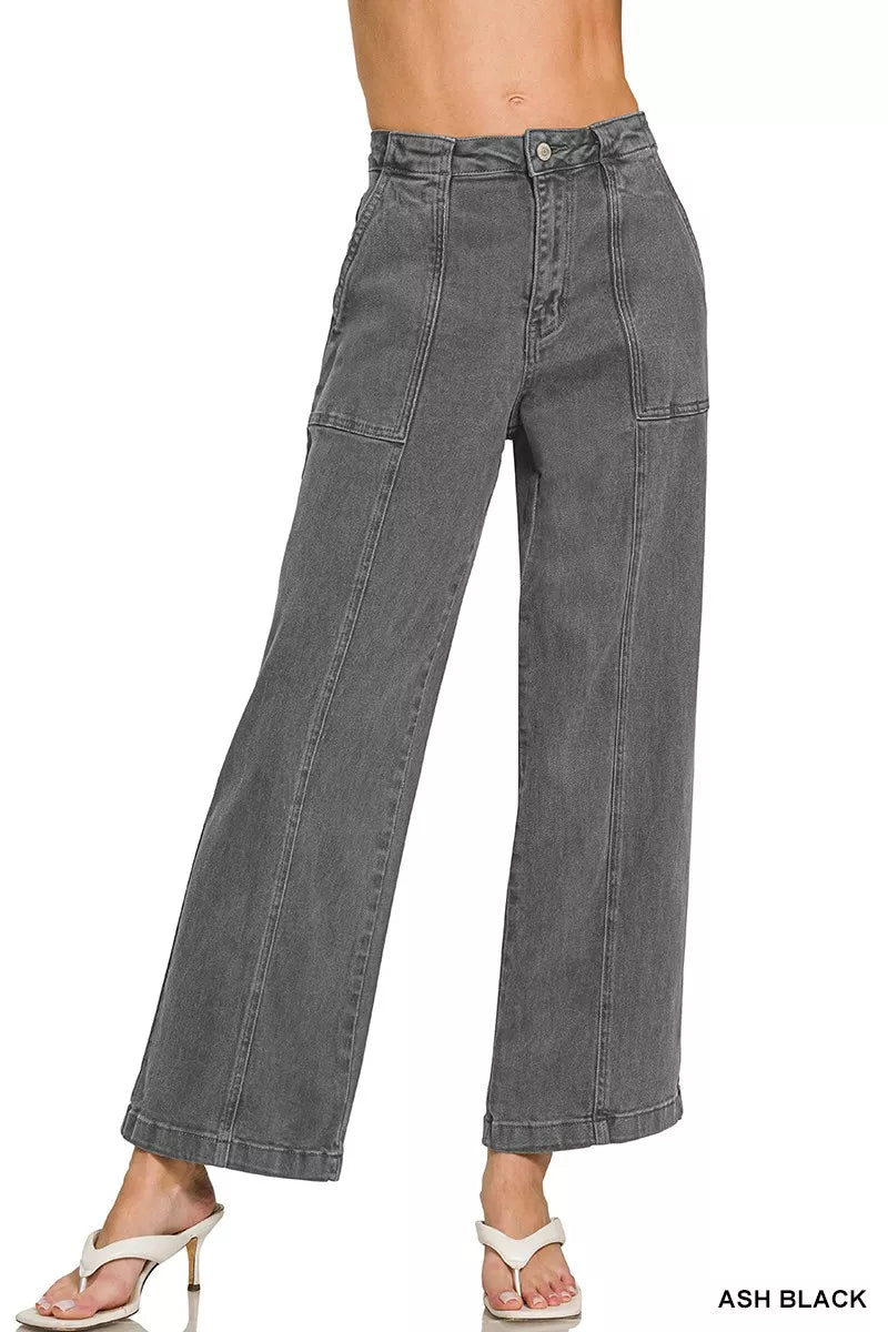 Straight Leg Utility Pocket Jeans