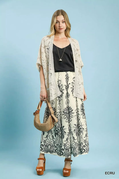 Border Print Wide Leg Pants - Detail View 5