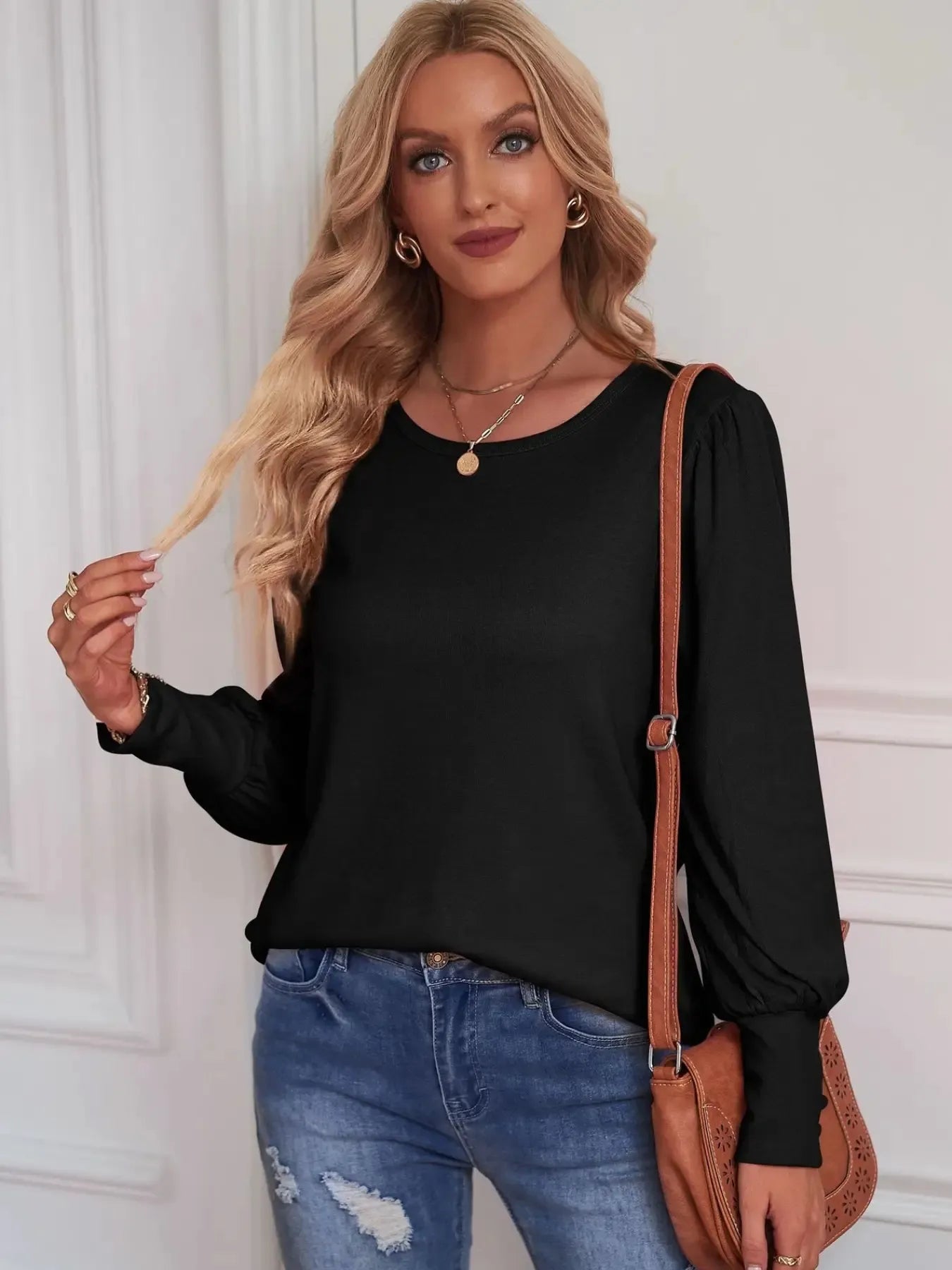 Long Sleeve Blouse with Button Detail Cuffs