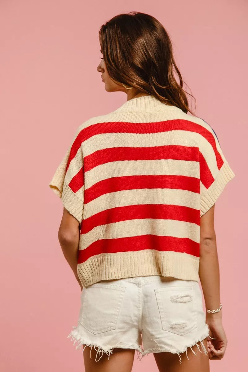 American Flag Sleeveless Sweater