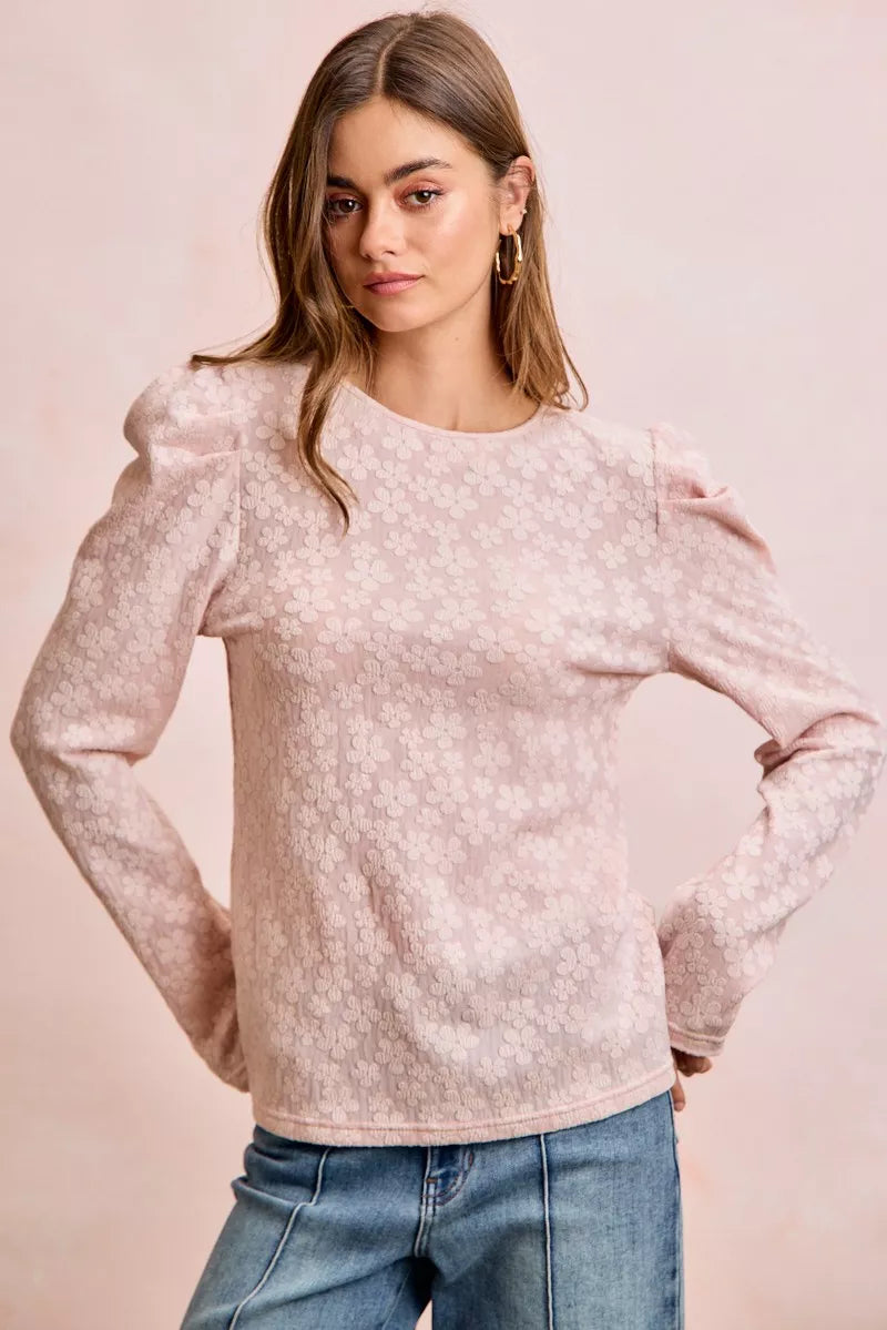 Textured Flower Knit Top