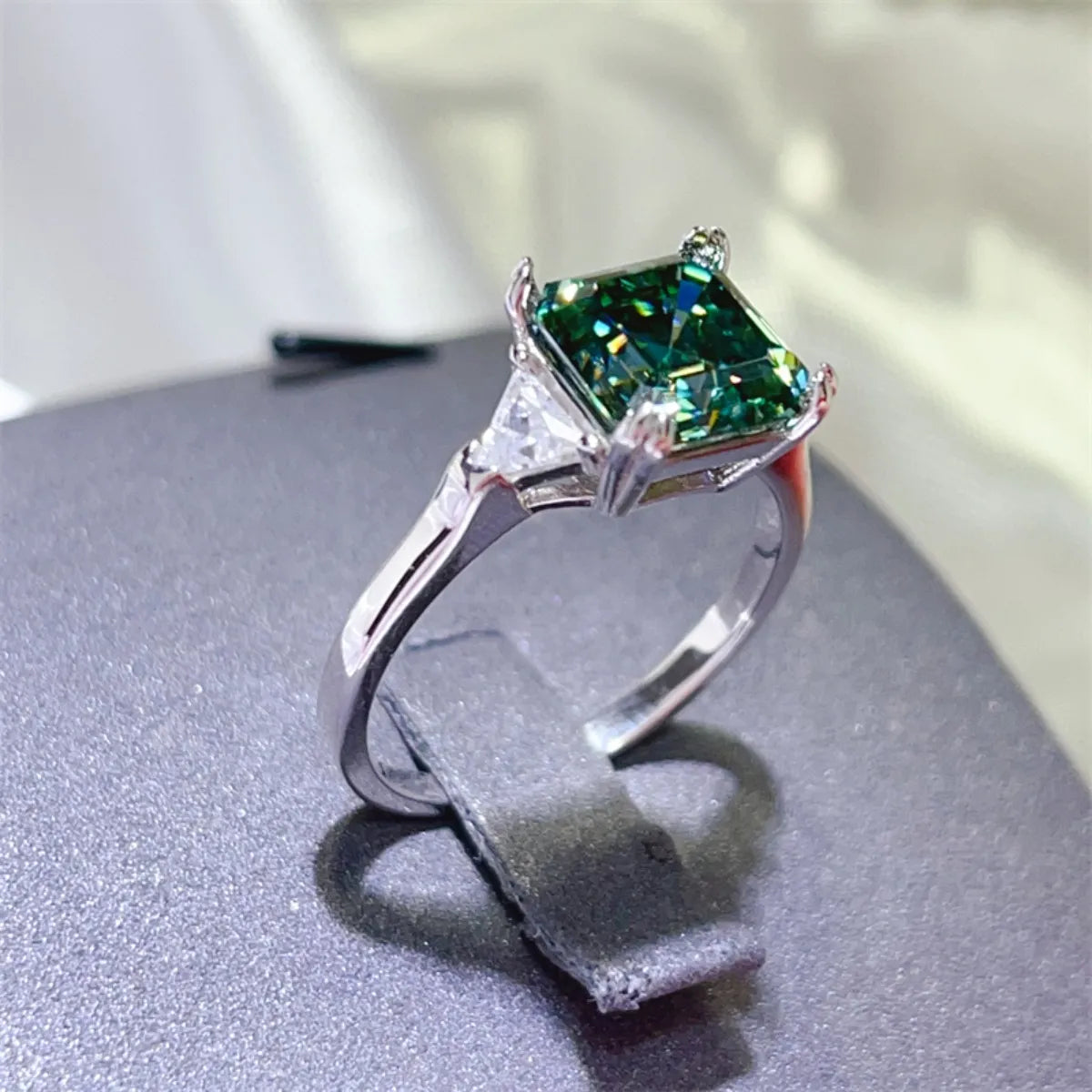 3 Carat Emerald Moissanite Ring