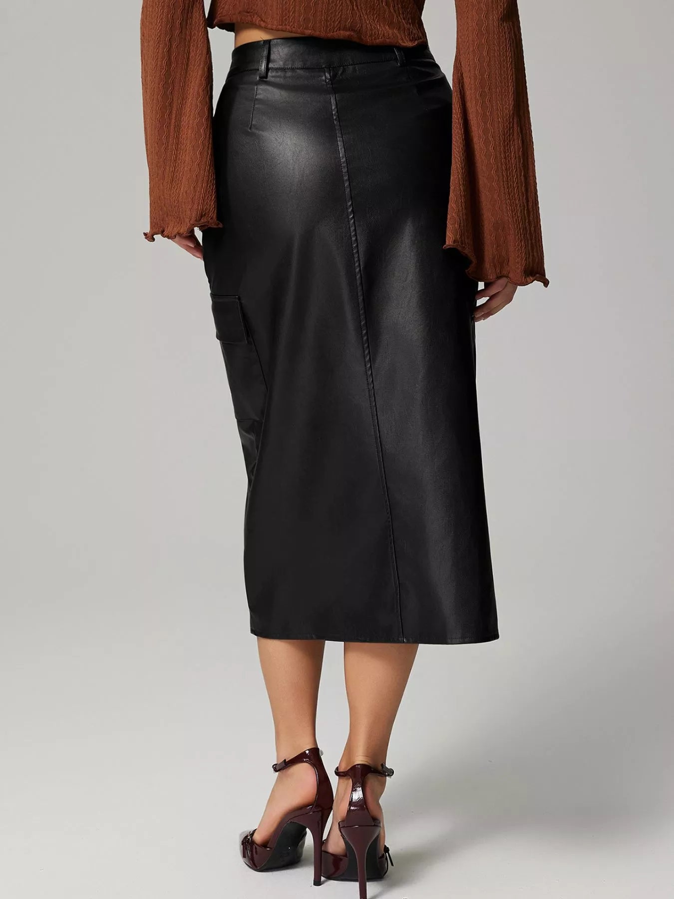 Vegan Leather Cargo Skirt