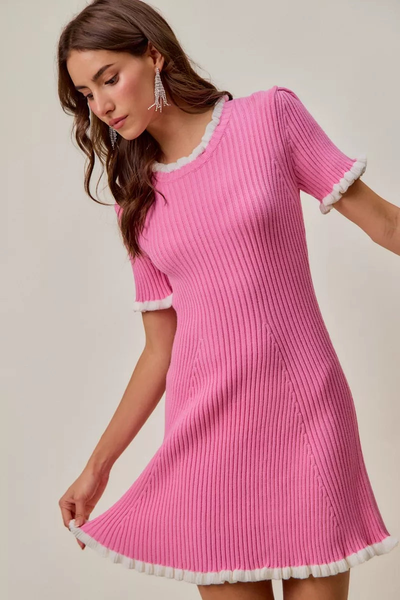 Ruffled Knit Mini Dress