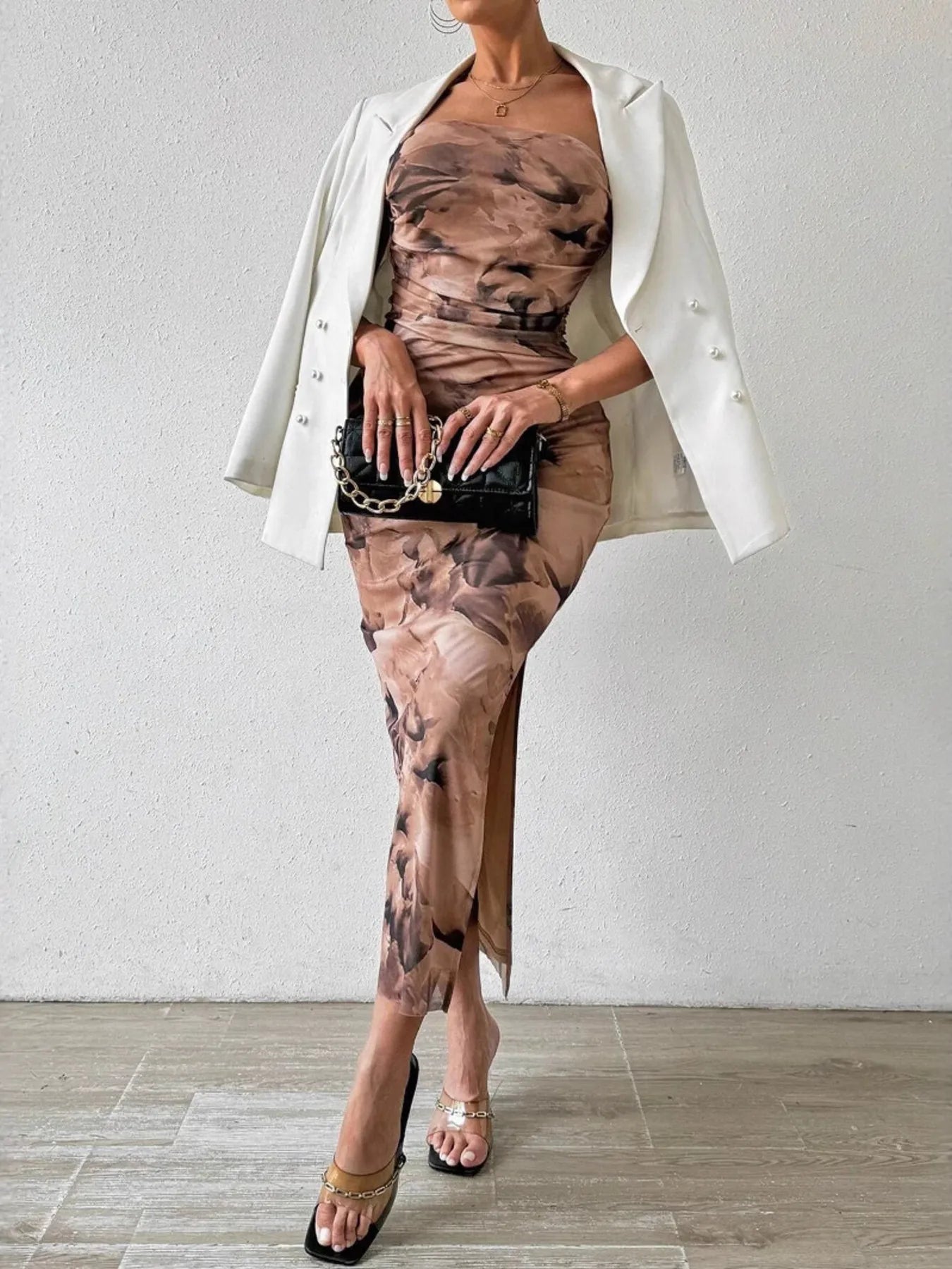 Vibrant Bodycon Tube Dress with Side Slit