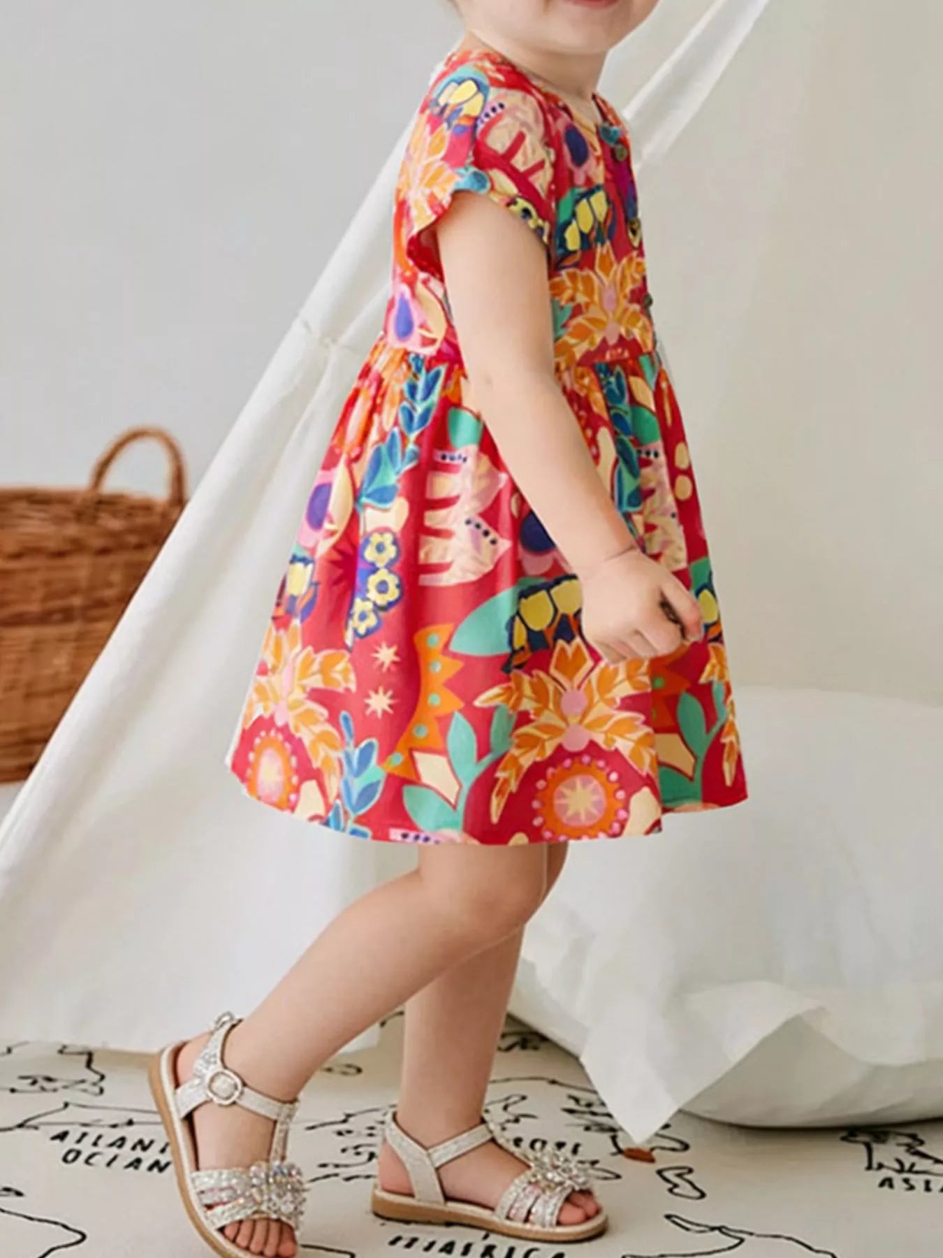 Girl's Floral Print Dress