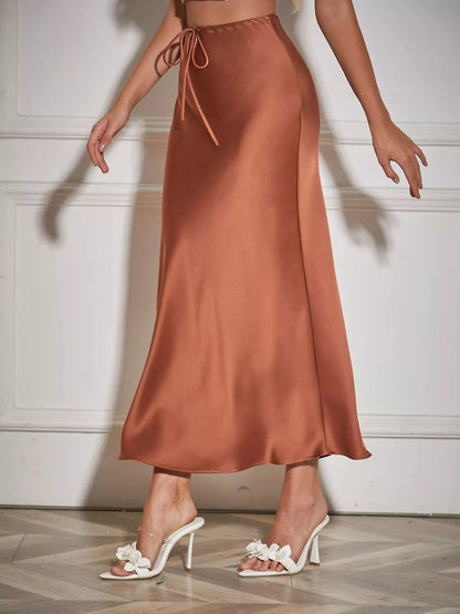 Satin Midi Skirt - Side View