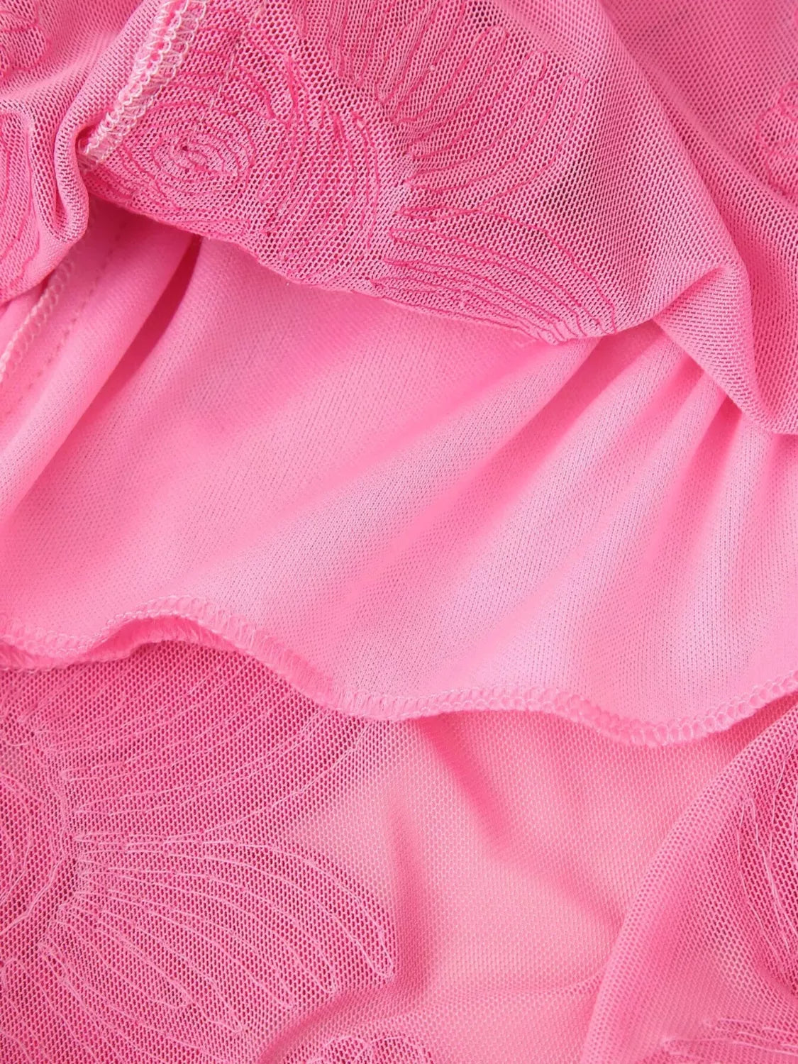 Floral Applique Mesh Midi Dress - Detail View 5