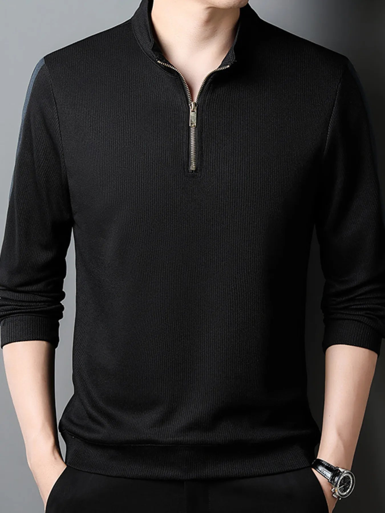 Men's Quarter Zip Long Sleeve Polo