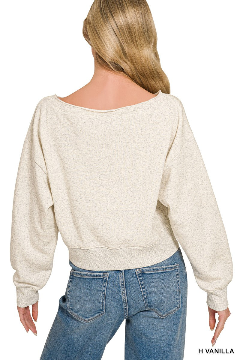 Boat-neck Cropped Sweatshirt