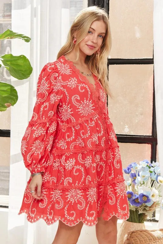 Printed Puff Sleeve Floral Dress