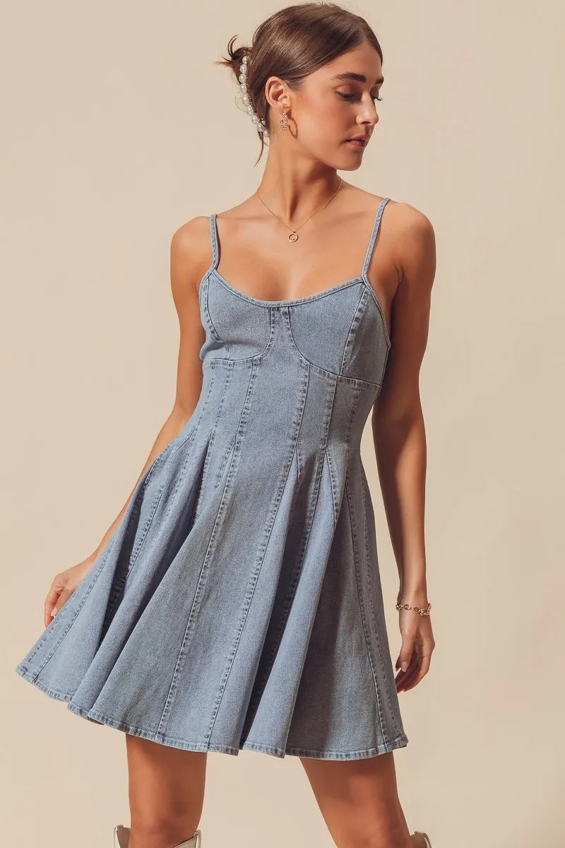 Fit and Flare Denim Mini Dress