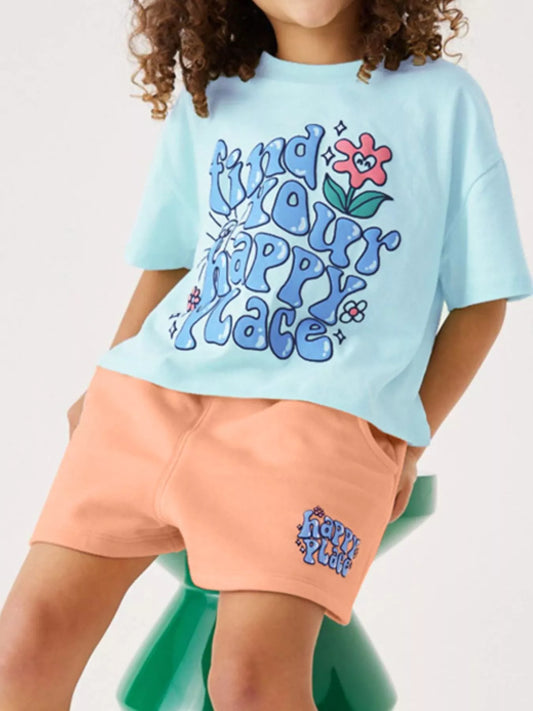 Find Your Happy Place T-Shirt and Shorts Set - Front View