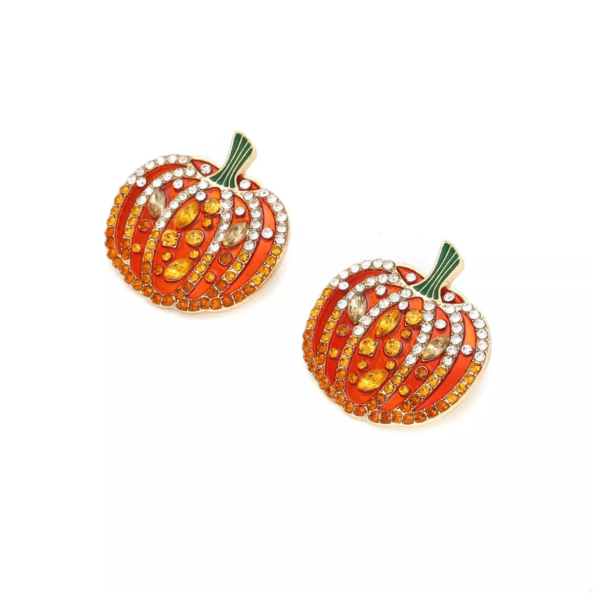 Pumpkin Rhinestone Stud Earrings