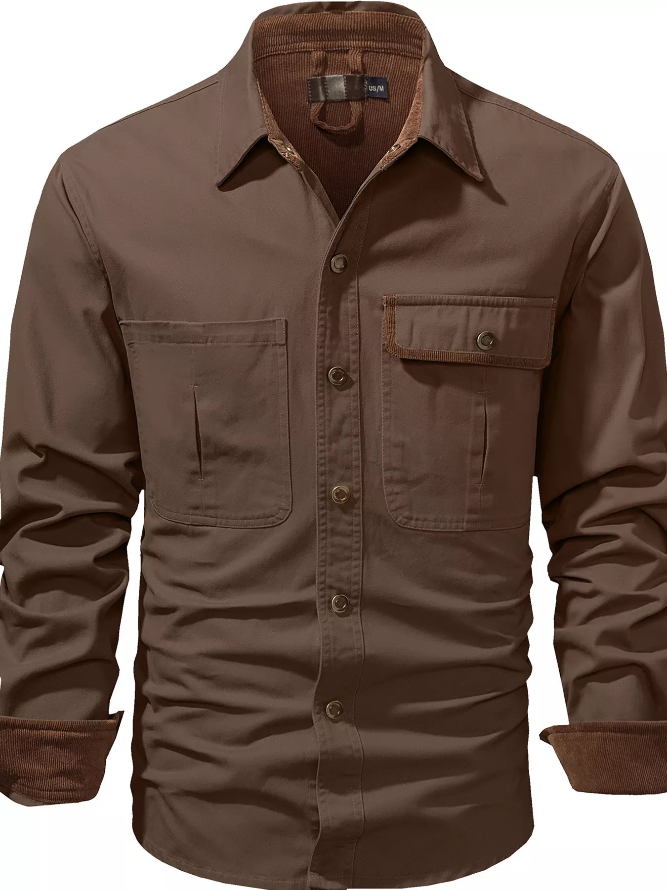 Men's Contrast Trim Button-Down Shirt