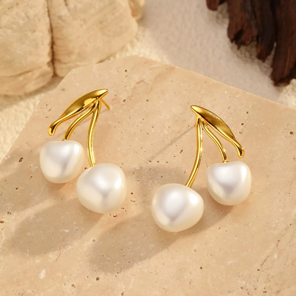 Pearl Cherry Drop Earrings