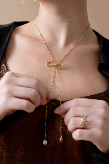 Coquette Bow Necklace - Alex and Ani - Side View