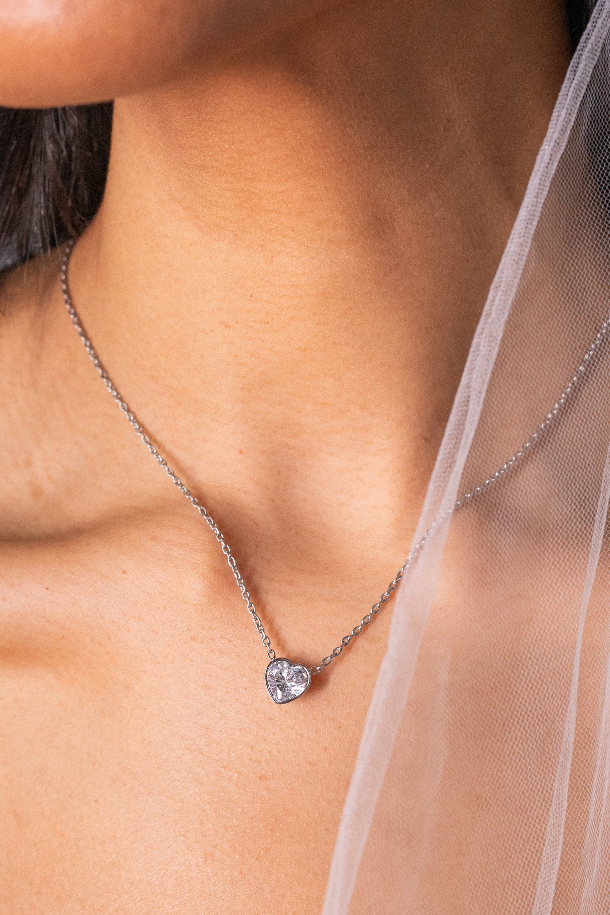 Crystal Heart Pendant Necklace - Alex and Ani - Side View