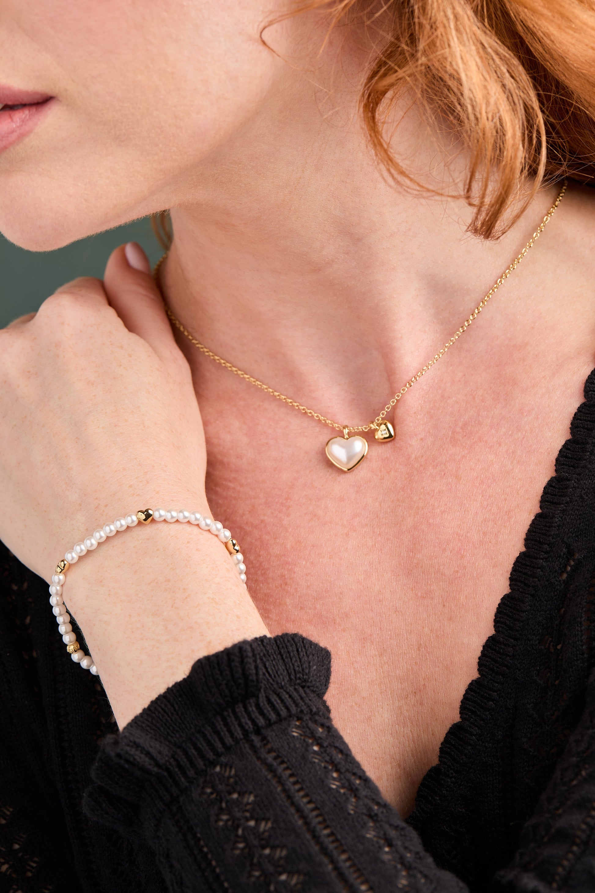 Pearl Heart Duo Charm Necklace - Alex and Ani - Back View