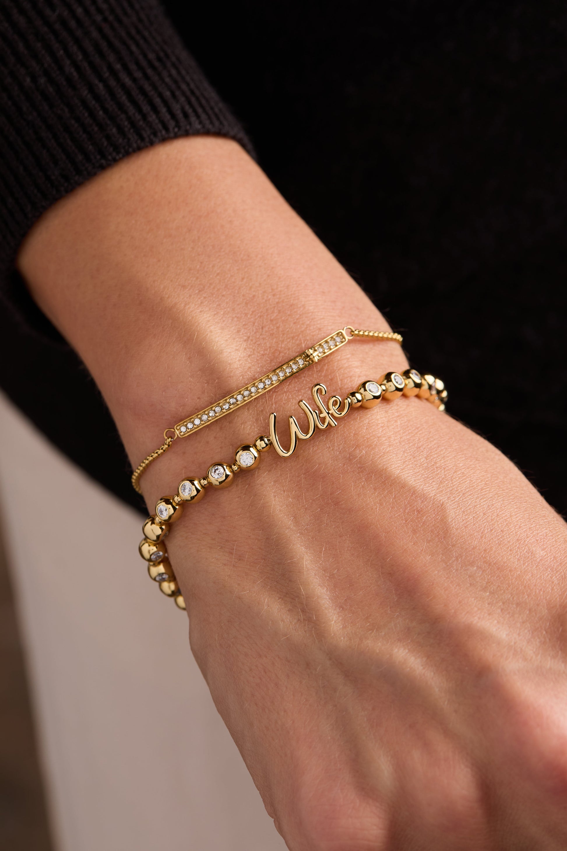 Wife Elongated Crystal Stretch Bracelet - Detail View 6
