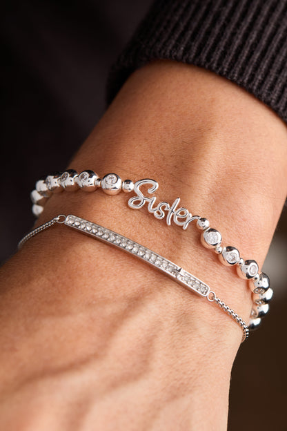 Sister Elongated Crystal Stretch Bracelet - Alex and Ani - Detail View 7