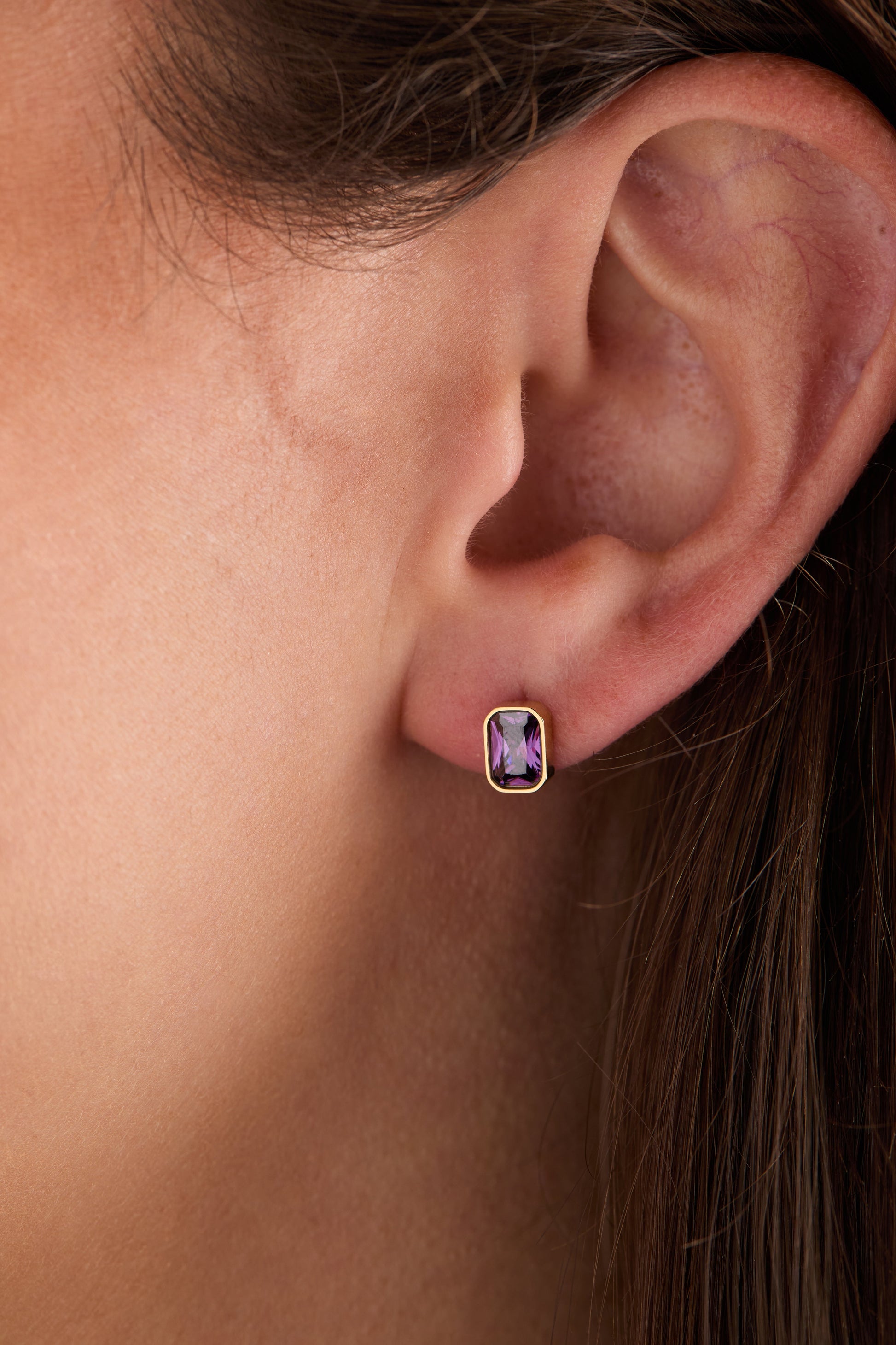 Amethyst February Birthstone Stud Earrings - Alex and Ani - Detail View 6