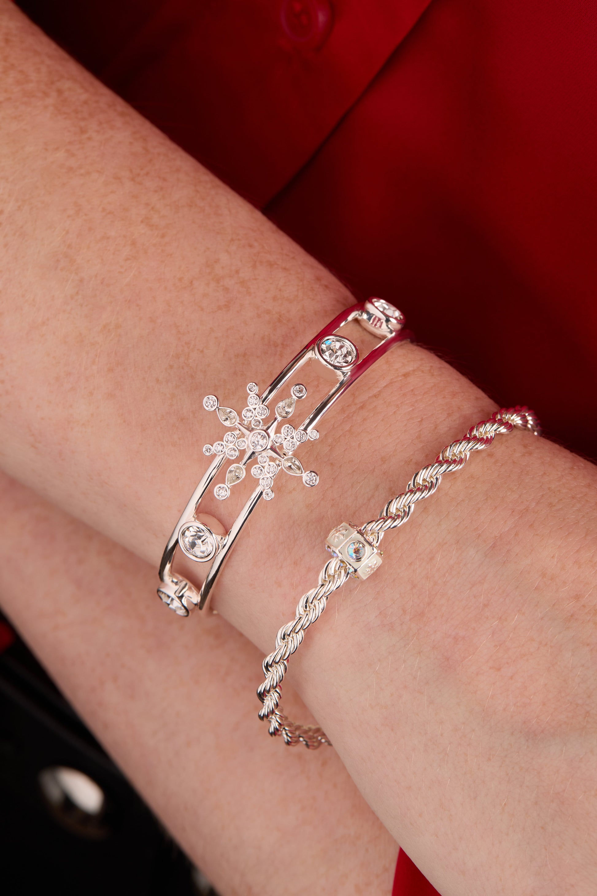 Crystal Snowflake Cuff Bracelet - Back View