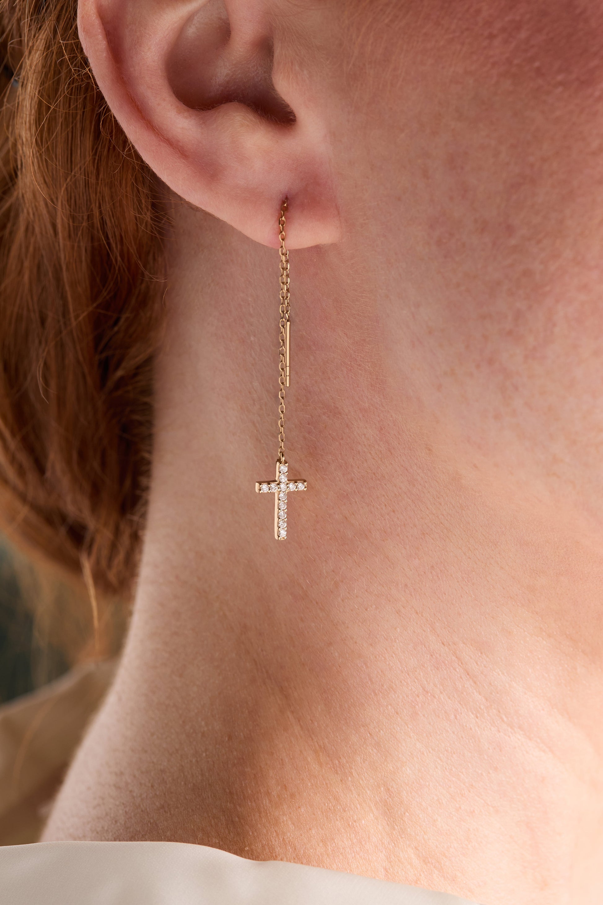Pave Crystal Cross Threader Earrings - Alex and Ani - Back View