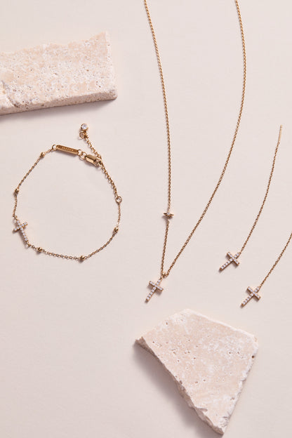 Pave Crystal Cross Threader Earrings - Alex and Ani - Detail View 4