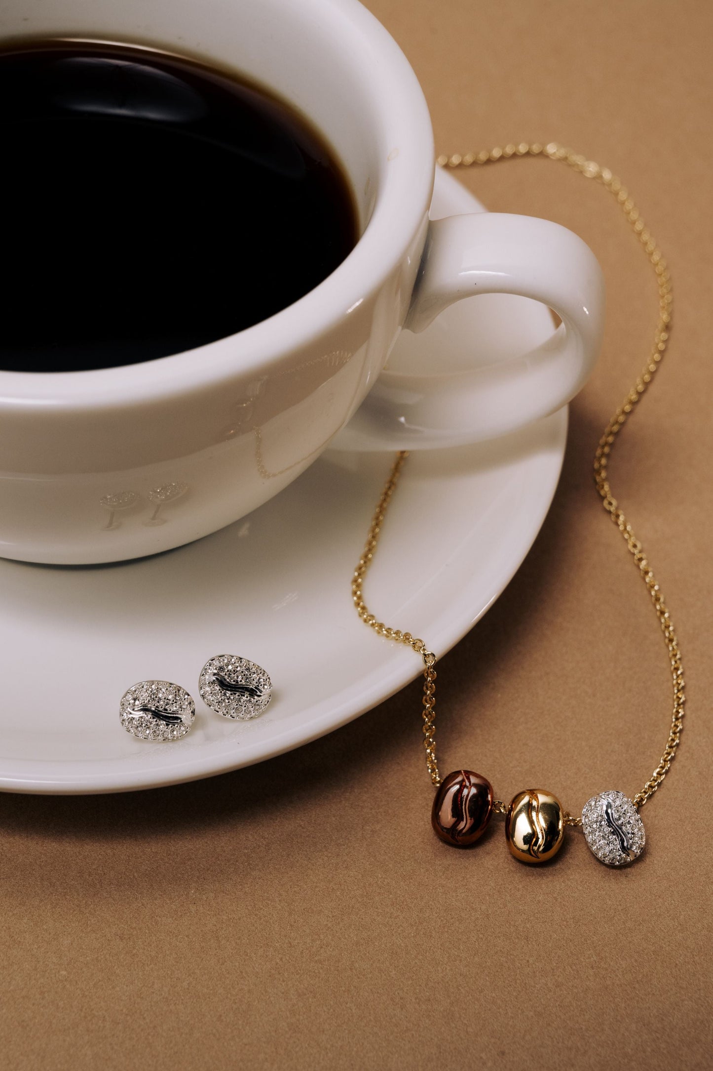 Coffee Bean Pave Crystal Stud Earrings - Alex and Ani