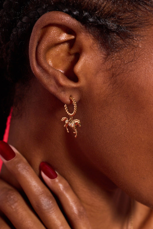 Year of the Horse Huggie Hoop Earrings - Alex and Ani - Back View