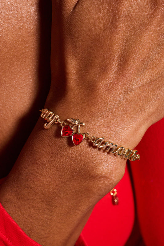 'My Cherry Amour' In-Line Chain Bracelet - Back View