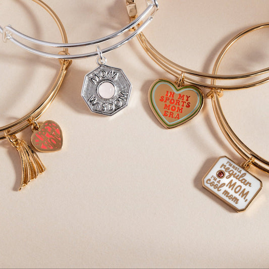 'In My Sports Mom Era' Heart' Charm Bangle - Back View