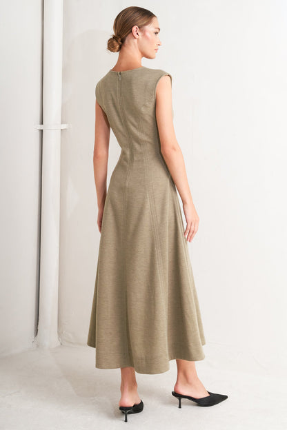 SOPHISTICATED SIMPLICITY WOVEN KNIT MIDI DRESS - Detail View 4