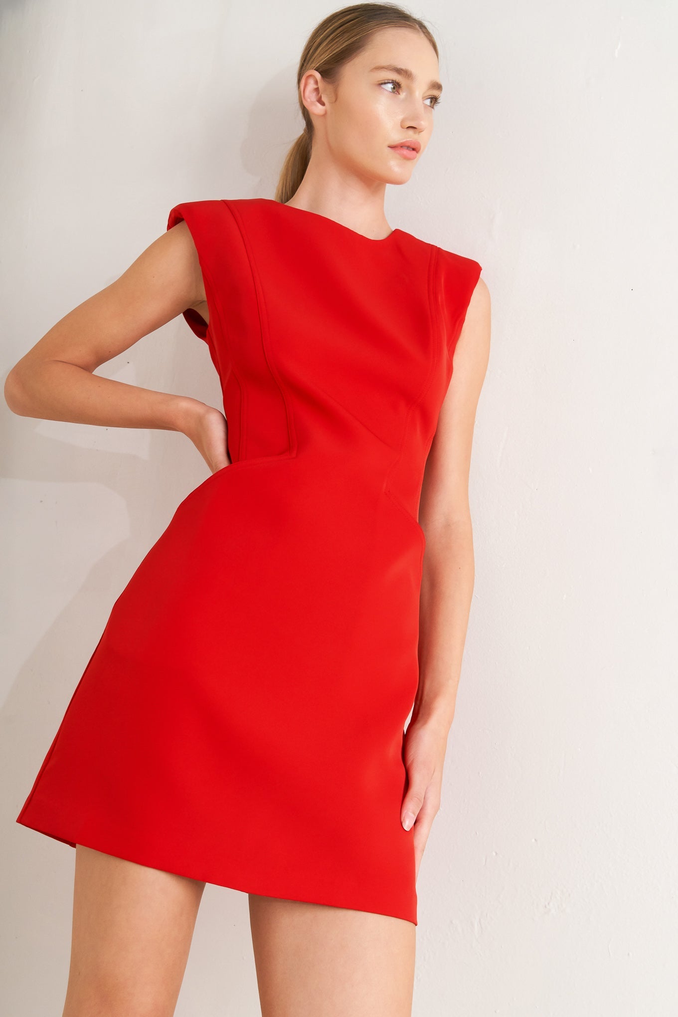 EFFORTLESS POLISH WOVEN SHIFT DRESS - Side View