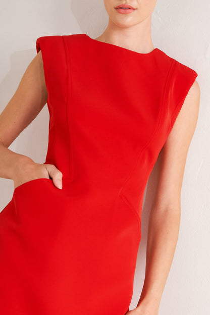 EFFORTLESS POLISH WOVEN SHIFT DRESS - Back View