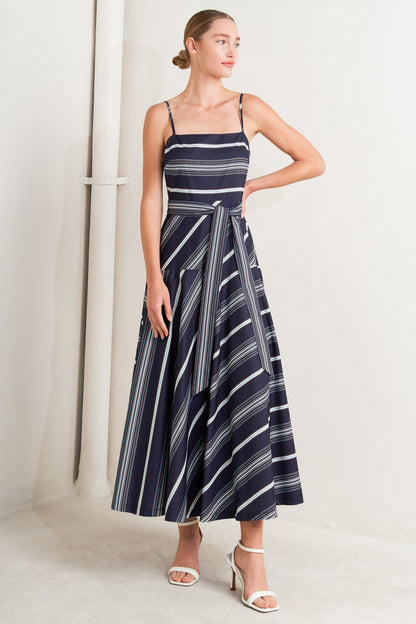 SWEET ESCAPE STRIPE WOVEN MIDI DRESS - Side View