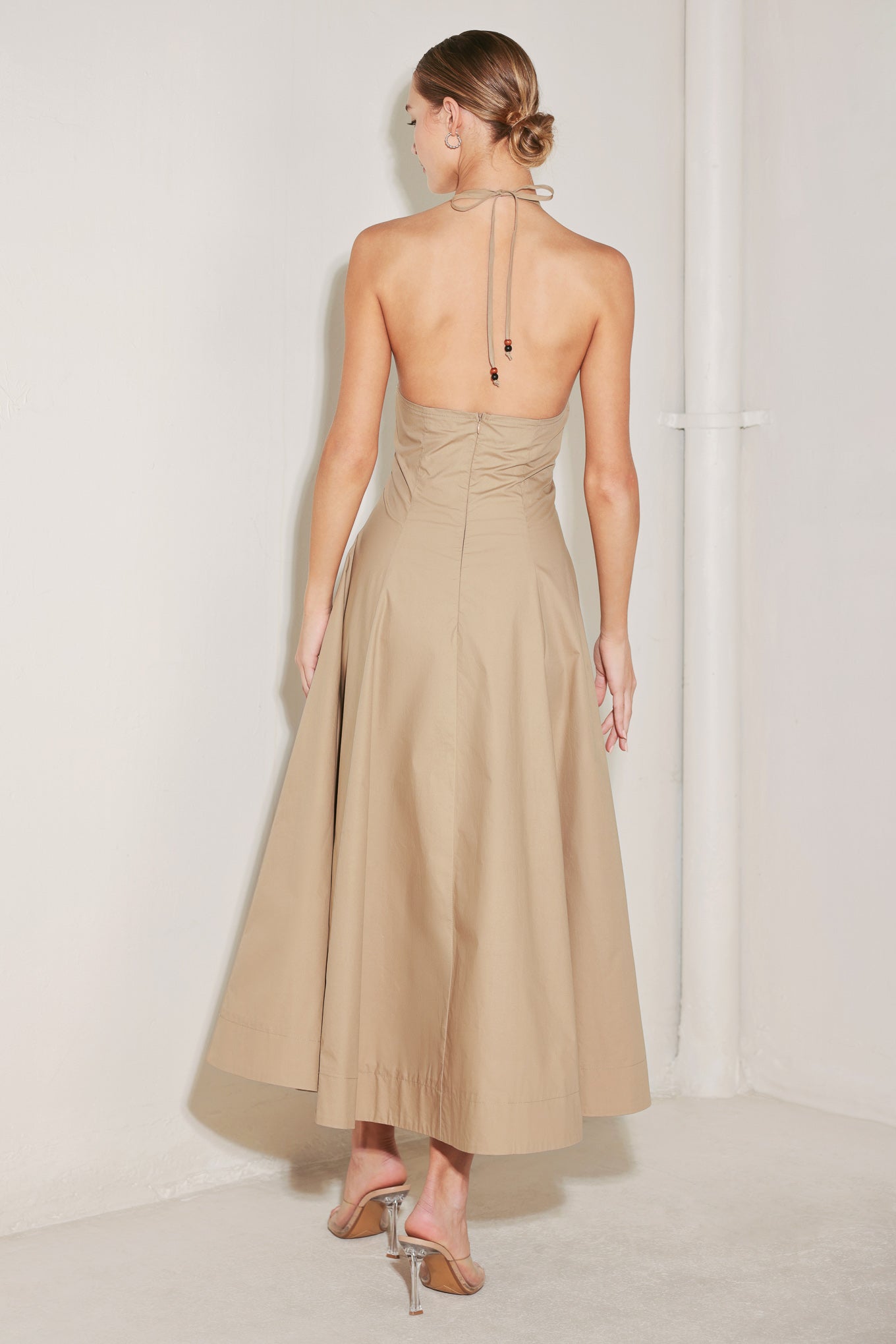 RESORT HALTER WOVEN MIDI DRESS