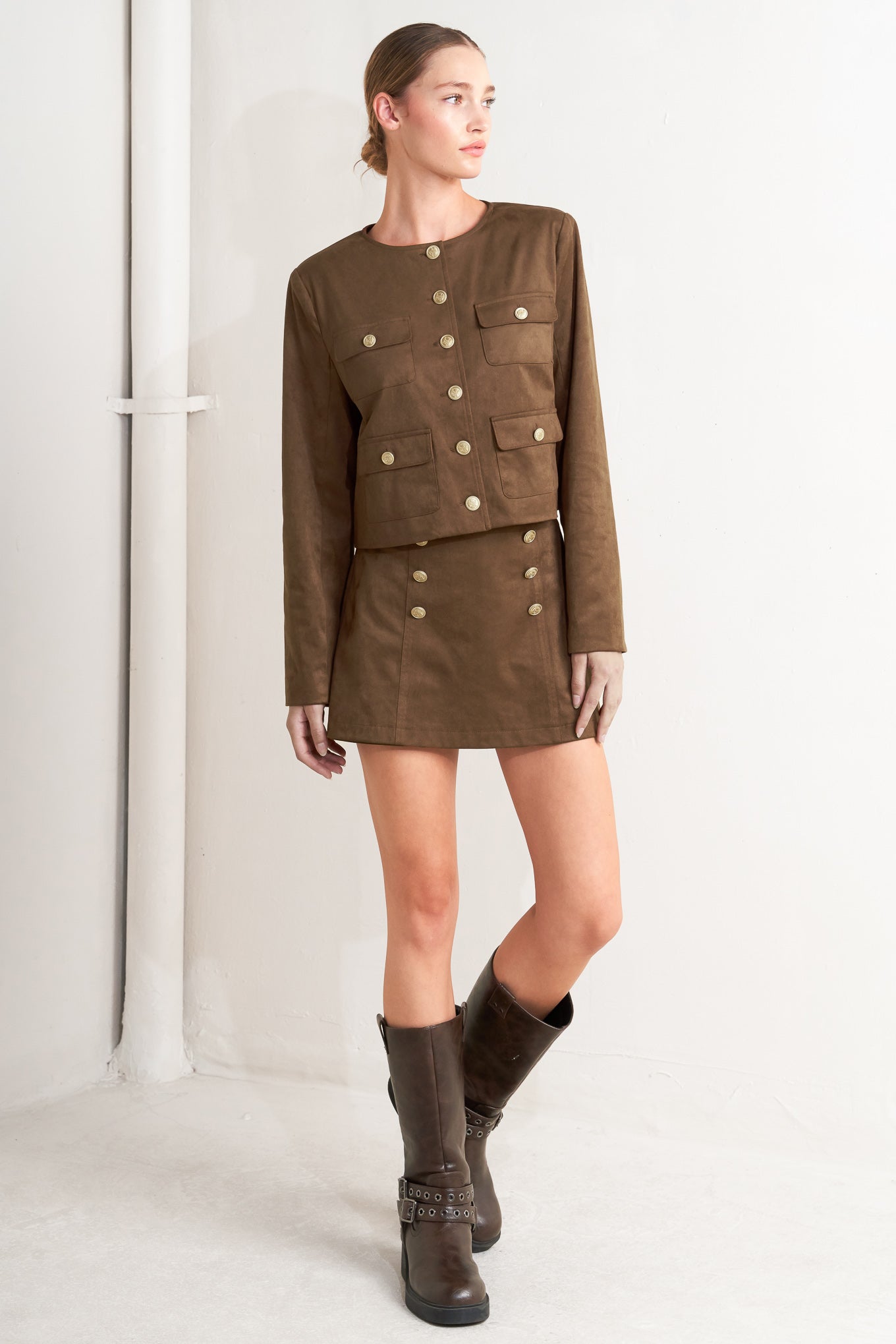 HERITAGE UTILITY FAUX SUEDE JACKET