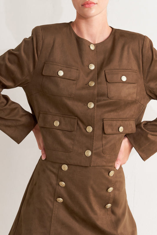 HERITAGE UTILITY FAUX SUEDE JACKET