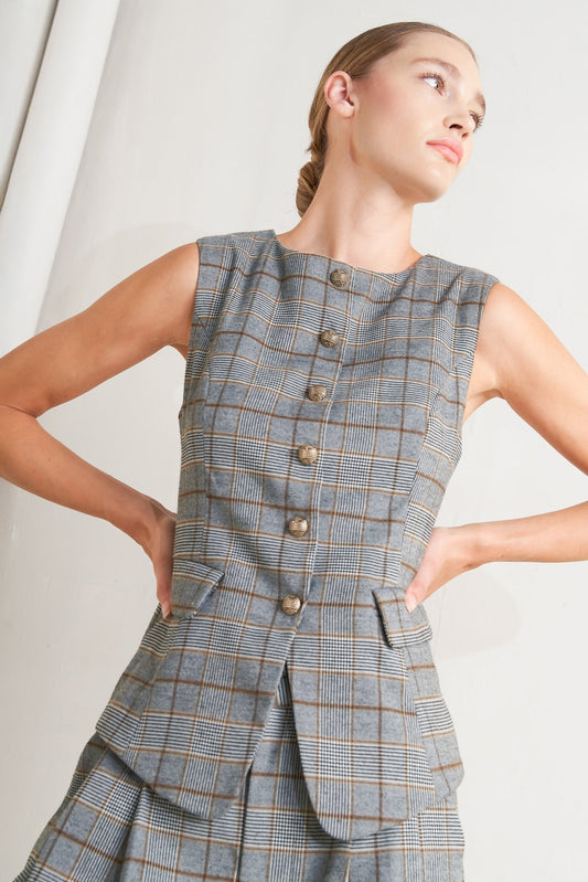 NEW AGE PLAID WOVEN VEST