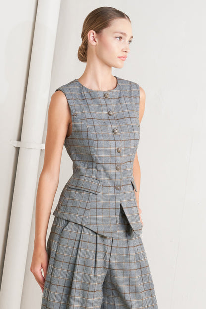 NEW AGE PLAID WOVEN VEST
