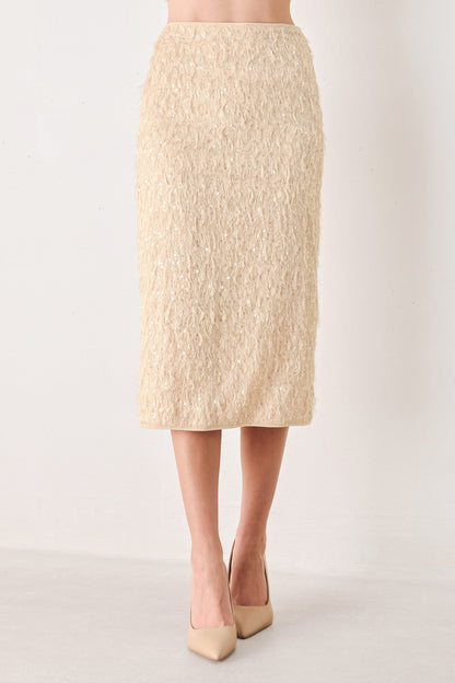 CHAMPAGNE WHISPER SEQUIN PENCIL SKIRT