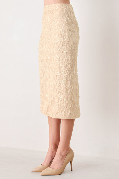 CHAMPAGNE WHISPER SEQUIN PENCIL SKIRT